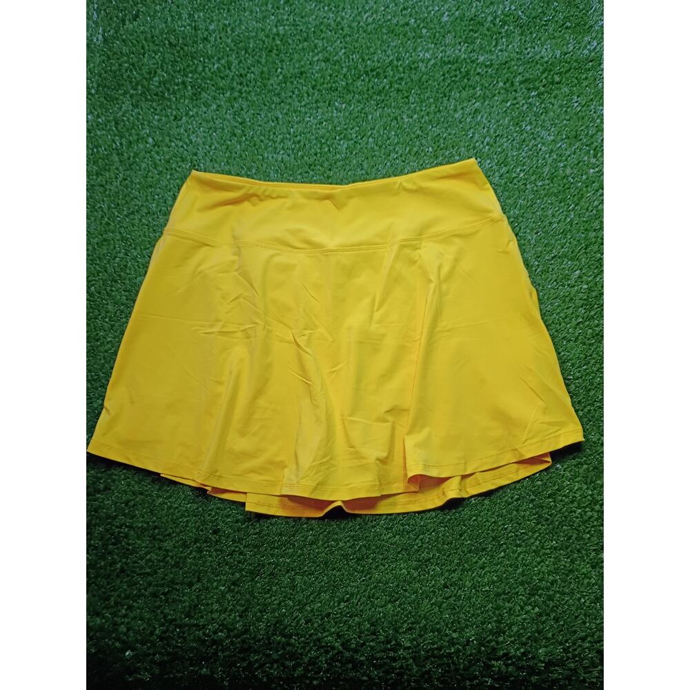 PINSPARK Women's Athletic Skort Yellow Skirt with Shorts Size L